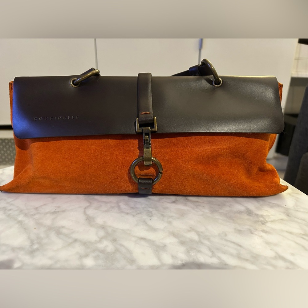 Coccinelle Orange and Brown Leather Clutch